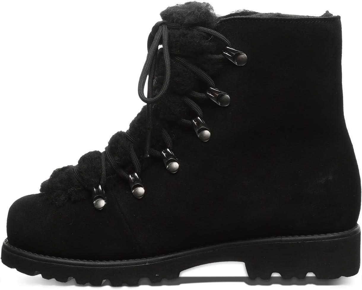 imageBEARPAW Womens Alisa Classic Suede Boot  Lightweight LaceUp BootBlackBlack