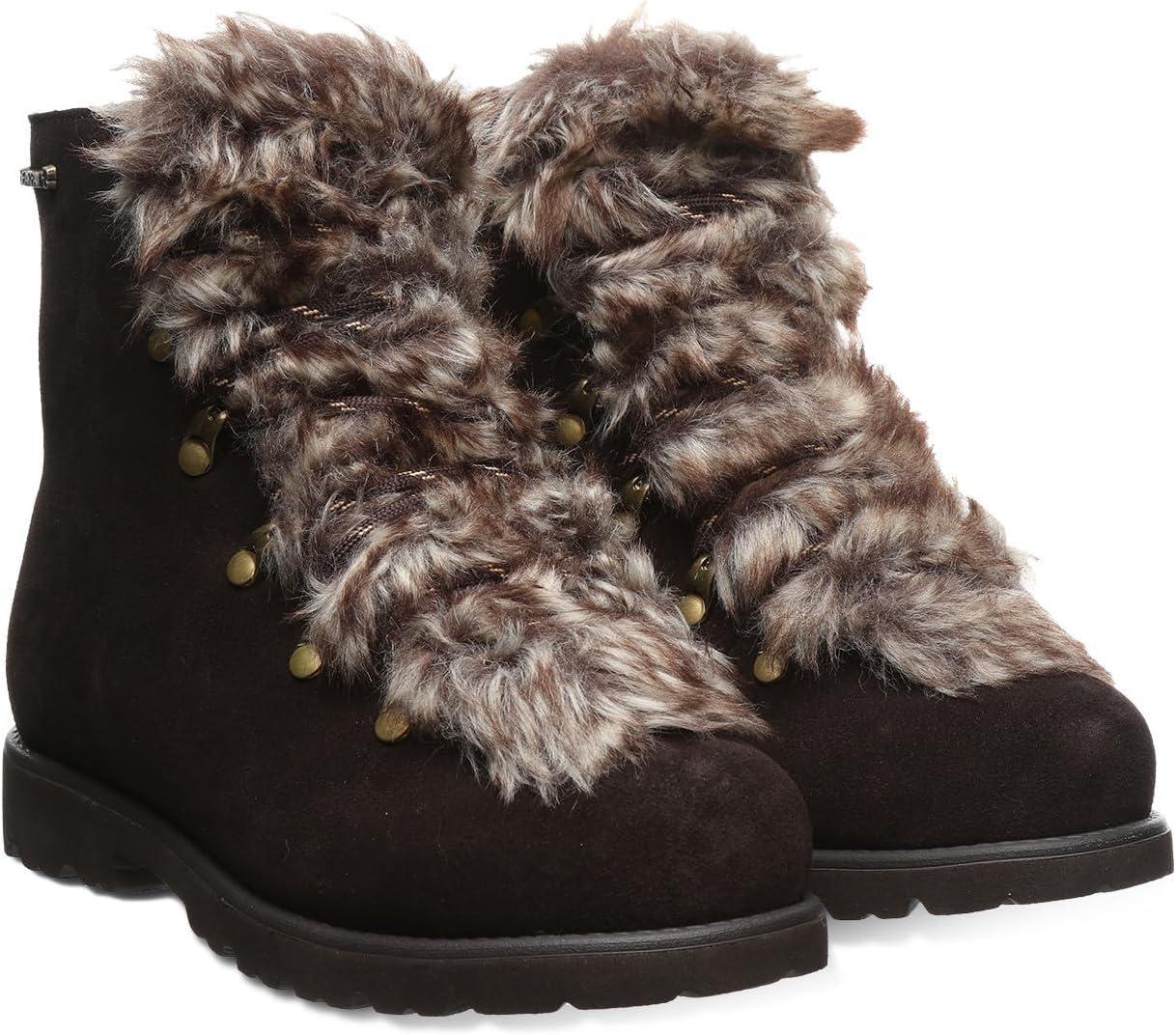 imageBEARPAW Womens Alisa Classic Suede Boot  Lightweight LaceUp BootChocolate