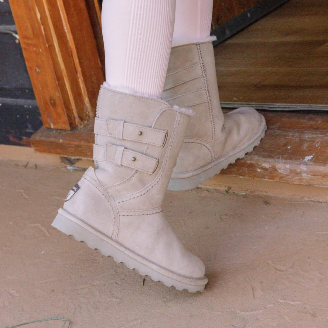 imageBEARPAW Womens Aurelia Boot  Womens Boot Classic Suede  Womens Pull On Boot  Comfortable Winter Boot  Multiple Colors ampamp SizesMushroom