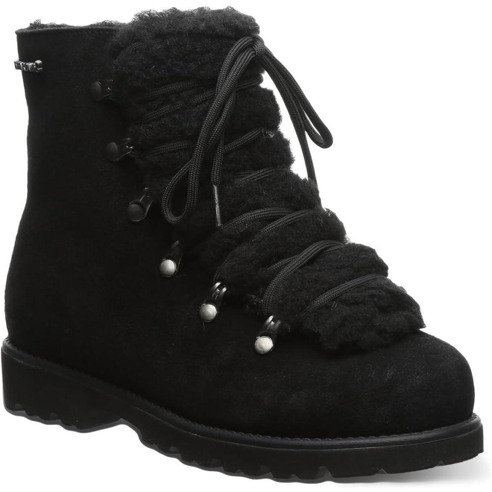 imageBEARPAW Womens Alisa Classic Suede Boot  Lightweight LaceUp BootBlackBlack