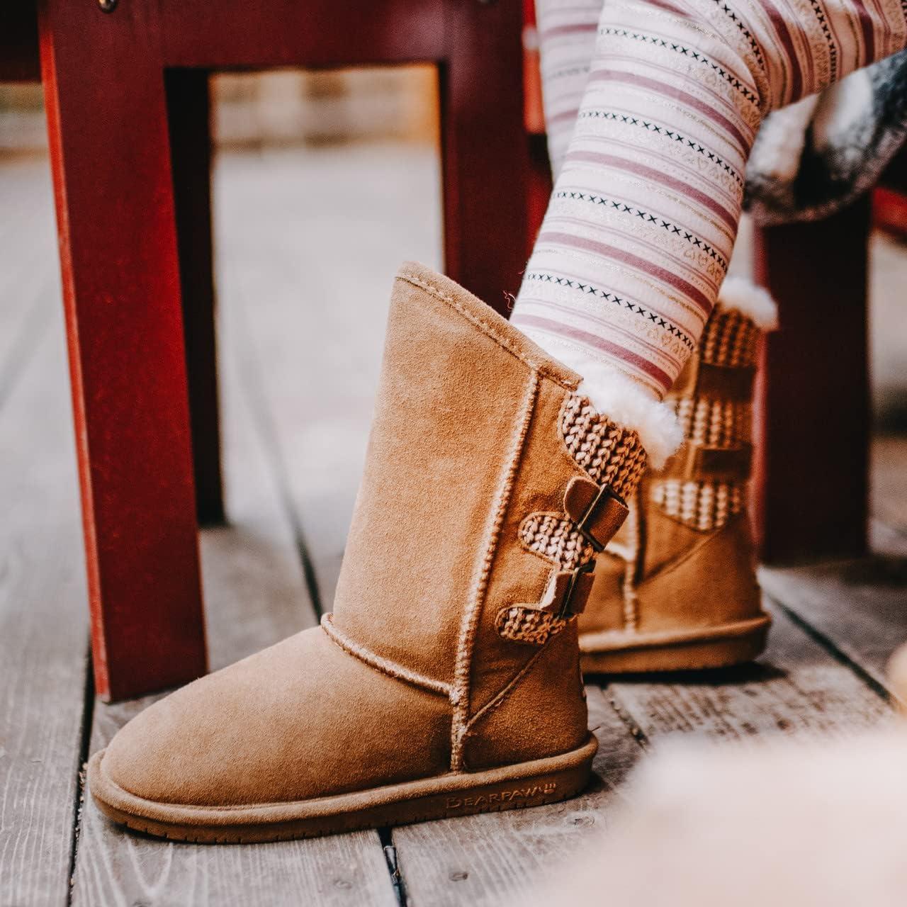 imageBEARPAW Youth Boshie Multiple Colors  Youths Boot Classic Suede  Kids Slip On Boot  Comfortable Winter BootHickory