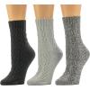 imageBEARPAW Womens 3 Pair Pack Super Soft Modern Multicolor Assorted Easy Care Solid Large Cable Neutral Colors Ankle Boot SocksBlack