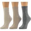 imageBEARPAW Womens 3 Pair Pack Super Soft Modern Multicolor Assorted Easy Care Solid Large Cable Neutral Colors Ankle Boot SocksEgret