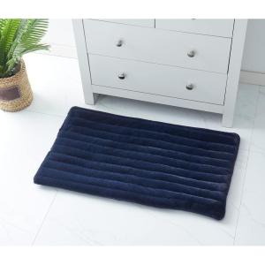 imageBEARPAW  Bath Rug Soft Faux Rabbit Runner with NonSlip Backing Ribbed Design Striped Bathroom Decor Faux Fur Steel Grey 22quot x 60quotNavy