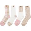 image:imageBEARPAW 4 Pair Pack Cozy Super Soft Lounge Socks Multi Pattern Crew SocksSimply Taupe
