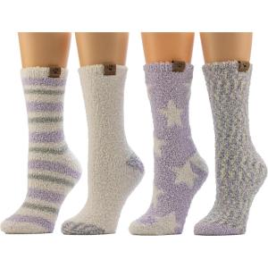image:imageBEARPAW 4 Pair Pack Cozy Super Soft Lounge Socks Multi Pattern Crew SocksHigh Rise