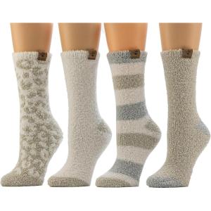 image:imageBEARPAW 4 Pair Pack Cozy Super Soft Lounge Socks Multi Pattern Crew SocksMoonbeam