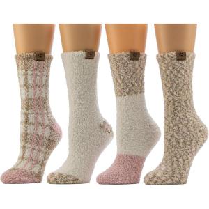 image:imageBEARPAW 4 Pair Pack Cozy Super Soft Lounge Socks Multi Pattern Crew SocksSimply Taupe