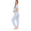 image:imageBEARPAW 2PC Pajamas For Women Logo Print Jersey Short Sleeve VNeck TShirt and Jogger Comfy Loungewear and Sleepwear