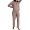 image:imageBEARPAW Womens Chenille Fuzzy Loungewear Set Crew Neck Pullover Sweater and Wide Leg Pants