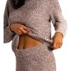 image:imageBEARPAW Womens Chenille Fuzzy Loungewear Set Crew Neck Pullover Sweater and Wide Leg Pants