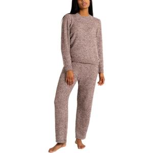 image:imageBEARPAW Womens Chenille Fuzzy Loungewear Set Crew Neck Pullover Sweater and Wide Leg Pants