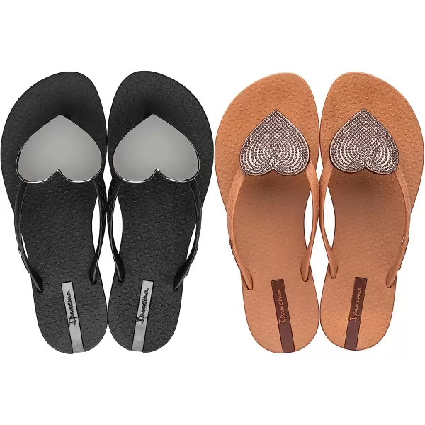 imageIpanema Wave Heart Womens Flip Flops One Black One Brown Size 10Ipanema Wave Heart Womens Flip Flops One Black One Brown Size 10