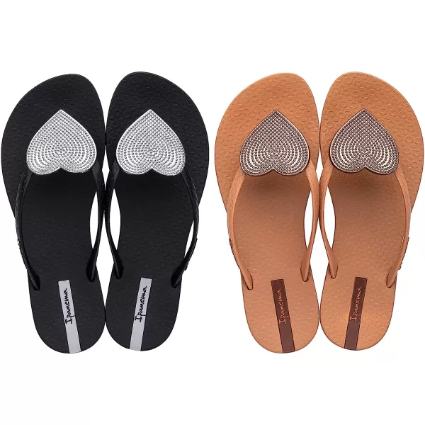 imageIpanema Wave Heart Womens Flip Flops One Black One Brown Size 10Ipanema Wave Heart Womens Flip Flops One Black One Brown Size 10