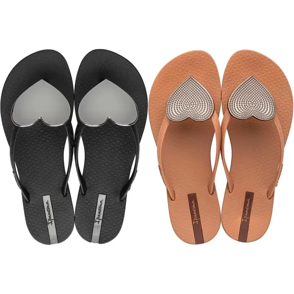 imageIpanema Wave Heart Womens Flip Flops One Black One Brown Size 8 BundleIpanema Wave Heart Womens Flip Flops One Black One Brown Size 8 Bundle