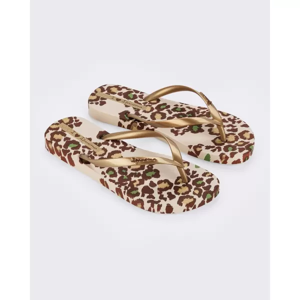imageIpanema Womens Animal Print Flip Flops  Comfortable amp Trendy Summer Sandals with Animal Print Anatomic Footbed amp NonSlip SoleBeigeGold