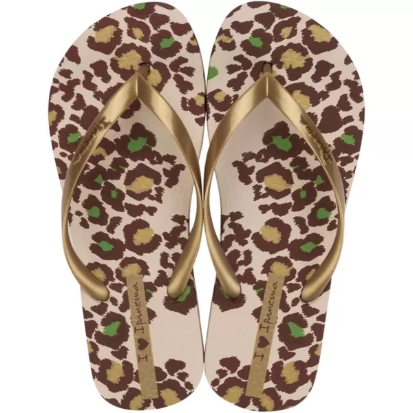 imageIpanema Womens Animal Print Flip Flops  Comfortable amp Trendy Summer Sandals with Animal Print Anatomic Footbed amp NonSlip SoleBeigeGold