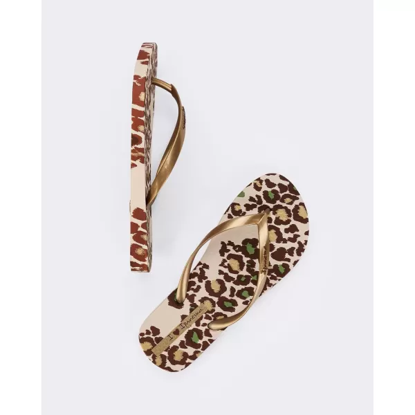 imageIpanema Womens Animal Print Flip Flops  Comfortable amp Trendy Summer Sandals with Animal Print Anatomic Footbed amp NonSlip SoleBeigeGold
