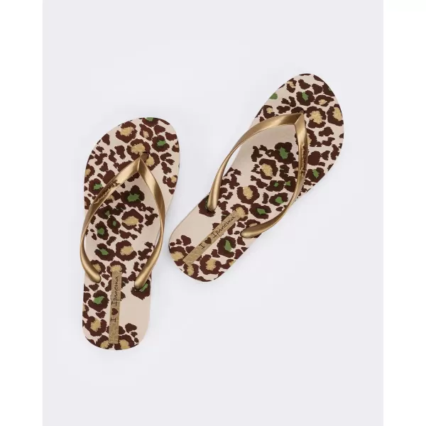 imageIpanema Womens Animal Print Flip Flops  Comfortable amp Trendy Summer Sandals with Animal Print Anatomic Footbed amp NonSlip SoleBeigeGold