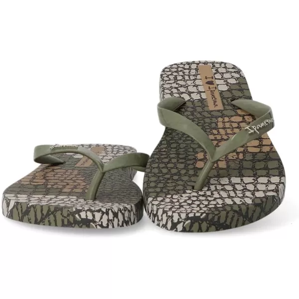 imageIpanema Womens Animal Print Flip Flops  Comfortable amp Trendy Summer Sandals with Animal Print Anatomic Footbed amp NonSlip SoleGreen Beige