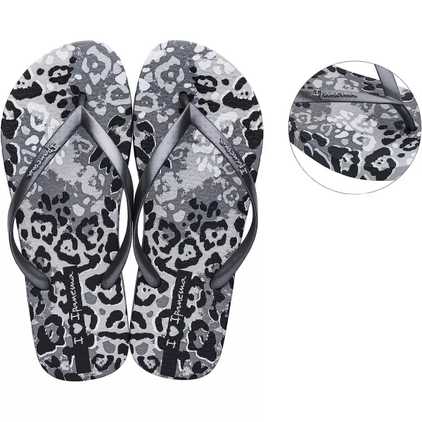 imageIpanema Womens Animal Print Flip Flops  Comfortable amp Trendy Summer Sandals with Animal Print Anatomic Footbed amp NonSlip SoleGrey Silver