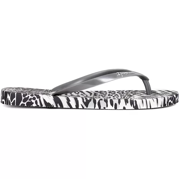 imageIpanema Womens Animal Print Flip Flops  Comfortable amp Trendy Summer Sandals with Animal Print Anatomic Footbed amp NonSlip SoleGreyBlack