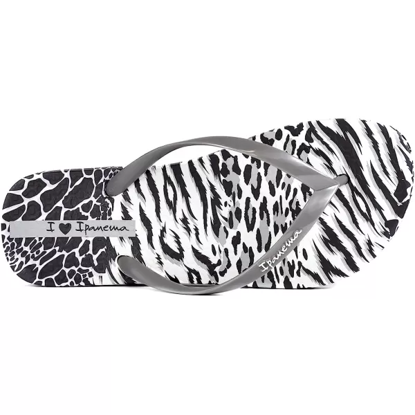 imageIpanema Womens Animal Print Flip Flops  Comfortable amp Trendy Summer Sandals with Animal Print Anatomic Footbed amp NonSlip SoleGreyBlack