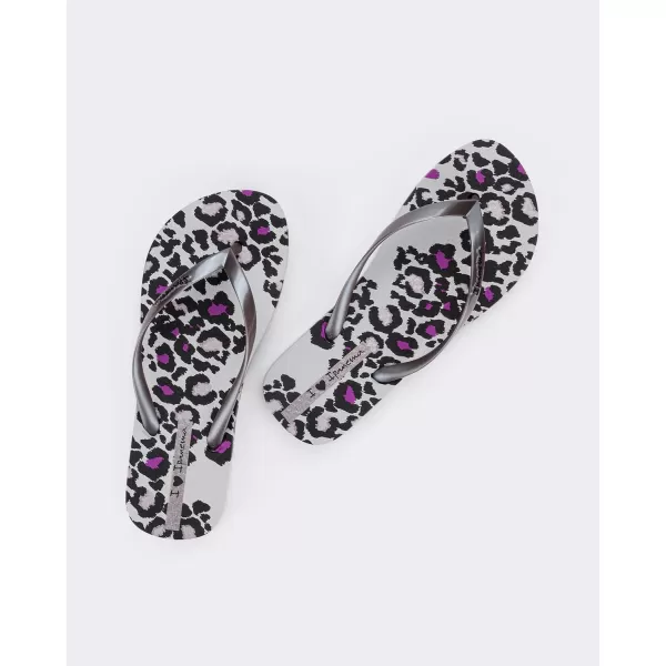 imageIpanema Womens Animal Print Flip Flops  Comfortable amp Trendy Summer Sandals with Animal Print Anatomic Footbed amp NonSlip SoleGreySilver