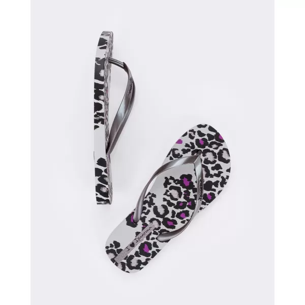 imageIpanema Womens Animal Print Flip Flops  Comfortable amp Trendy Summer Sandals with Animal Print Anatomic Footbed amp NonSlip SoleGreySilver