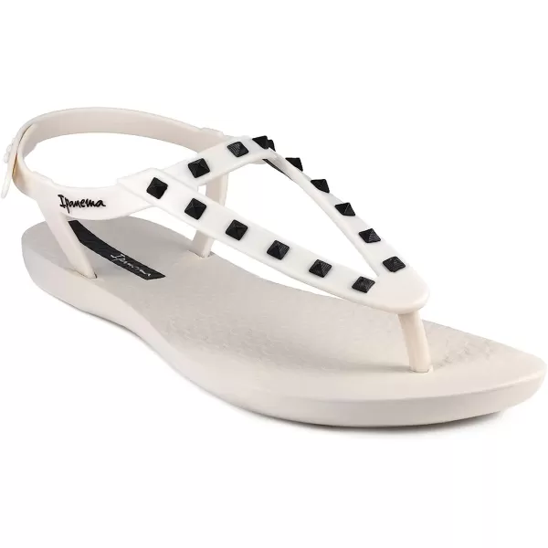 imageIpanema Womens Class Rockstar Sandals  Comfortable and Trendy Studded Sandals for Women with ThongStyle Toe Post and Adjustable Ankle Strap ClosureBeigeBlack