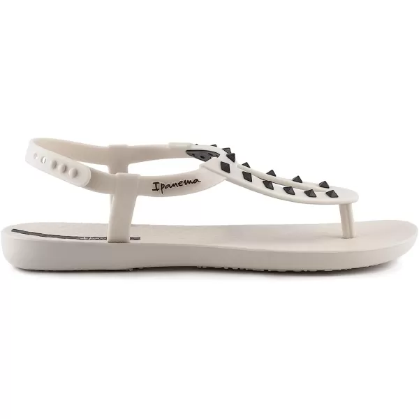 imageIpanema Womens Class Rockstar Sandals  Comfortable and Trendy Studded Sandals for Women with ThongStyle Toe Post and Adjustable Ankle Strap ClosureBeigeBlack