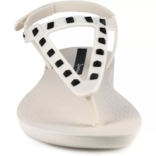 imageIpanema Womens Class Rockstar Sandals  Comfortable and Trendy Studded Sandals for Women with ThongStyle Toe Post and Adjustable Ankle Strap ClosureBeigeBlack