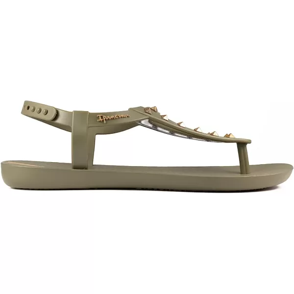imageIpanema Womens Class Rockstar Sandals  Comfortable and Trendy Studded Sandals for Women with ThongStyle Toe Post and Adjustable Ankle Strap ClosureGreenBeige