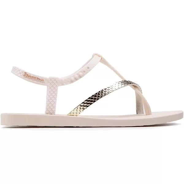 imageIpanema Womens Class Wish II Sandals  Comfortable and Trendy Strappy Sandals for Women with Metallic Snakeskin Texture and Adjustable Ankle StrapBeigeGold