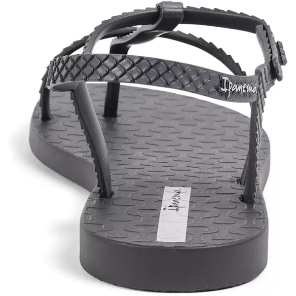 imageIpanema Womens Class Wish II Sandals  Comfortable and Trendy Strappy Sandals for Women with Metallic Snakeskin Texture and Adjustable Ankle StrapBlackDark Grey