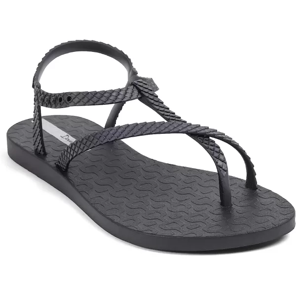 imageIpanema Womens Class Wish II Sandals  Comfortable and Trendy Strappy Sandals for Women with Metallic Snakeskin Texture and Adjustable Ankle StrapBlackDark Grey