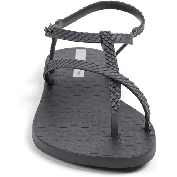 imageIpanema Womens Class Wish II Sandals  Comfortable and Trendy Strappy Sandals for Women with Metallic Snakeskin Texture and Adjustable Ankle StrapBlackDark Grey