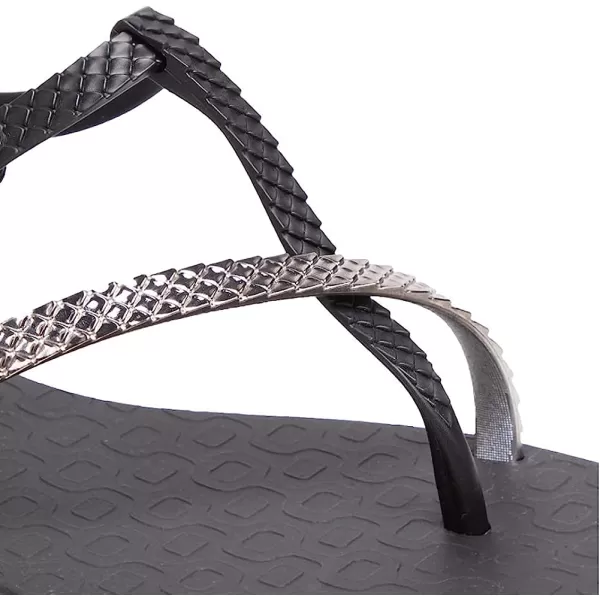 imageIpanema Womens Class Wish II Sandals  Comfortable and Trendy Strappy Sandals for Women with Metallic Snakeskin Texture and Adjustable Ankle StrapBlackMetallic Silver