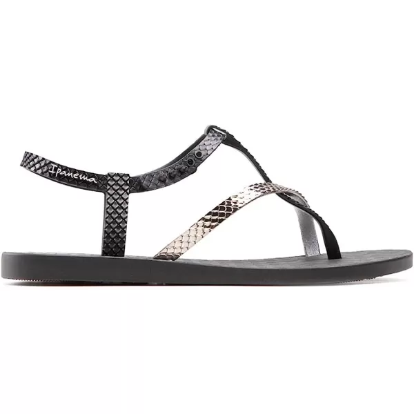 imageIpanema Womens Class Wish II Sandals  Comfortable and Trendy Strappy Sandals for Women with Metallic Snakeskin Texture and Adjustable Ankle StrapBlackMetallic Silver