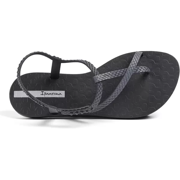 imageIpanema Womens Class Wish II Sandals  Comfortable and Trendy Strappy Sandals for Women with Metallic Snakeskin Texture and Adjustable Ankle StrapBlackDark Grey