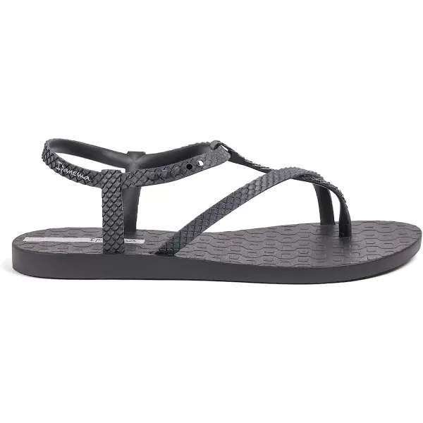 imageIpanema Womens Class Wish II Sandals  Comfortable and Trendy Strappy Sandals for Women with Metallic Snakeskin Texture and Adjustable Ankle StrapBlackDark Grey