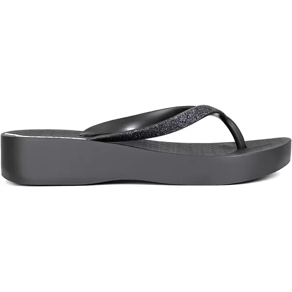 imageIpanema Womens Mesh Chic Platform Flip Flops  Comfortable and Trendy Summer Platform Sandals with Glittery Straps Anatomic Footbed amp NonSlip SoleBlackGlitter Black