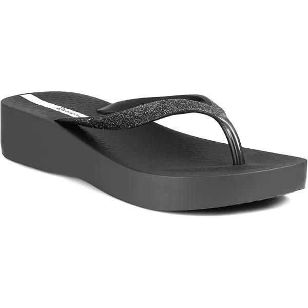 imageIpanema Womens Mesh Chic Platform Flip Flops  Comfortable and Trendy Summer Platform Sandals with Glittery Straps Anatomic Footbed amp NonSlip SoleBlackGlitter Black