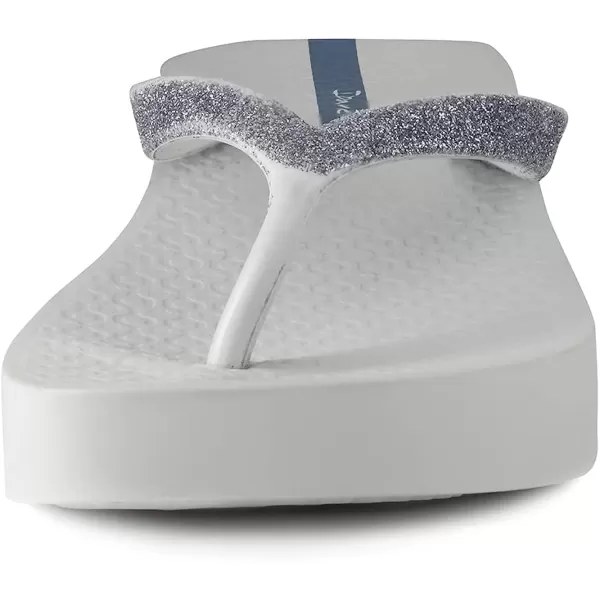 imageIpanema Womens Mesh Chic Platform Flip Flops  Comfortable and Trendy Summer Platform Sandals with Glittery Straps Anatomic Footbed amp NonSlip SoleGreyGlitter Grey