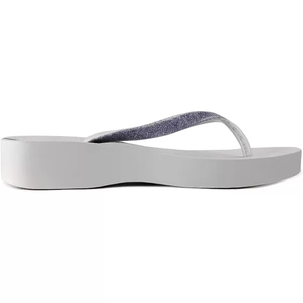 imageIpanema Womens Mesh Chic Platform Flip Flops  Comfortable and Trendy Summer Platform Sandals with Glittery Straps Anatomic Footbed amp NonSlip SoleGreyGlitter Grey