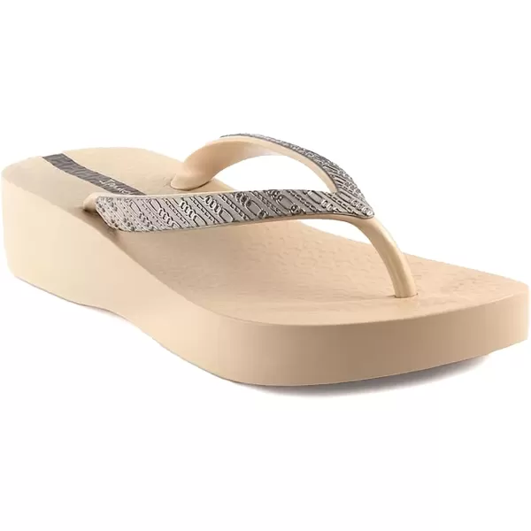imageIpanema Womens Mesh VIII Platform Flip Flops  Comfortable amp Trendy Summer Platform Sandals with Embellished Straps Anatomic Footbed amp NonSlip SoleBeigeSilver