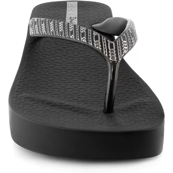 imageIpanema Womens Mesh VIII Platform Flip Flops  Comfortable amp Trendy Summer Platform Sandals with Embellished Straps Anatomic Footbed amp NonSlip SoleBlackGrey