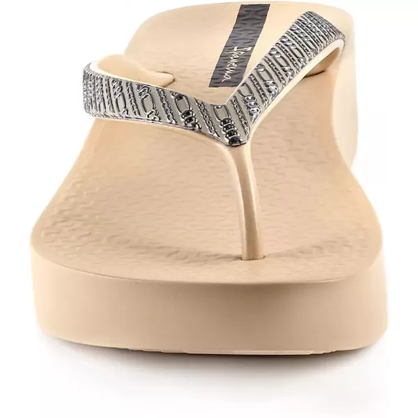 imageIpanema Womens Mesh VIII Platform Flip Flops  Comfortable amp Trendy Summer Platform Sandals with Embellished Straps Anatomic Footbed amp NonSlip SoleBeigeSilver