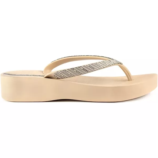 imageIpanema Womens Mesh VIII Platform Flip Flops  Comfortable amp Trendy Summer Platform Sandals with Embellished Straps Anatomic Footbed amp NonSlip SoleBeigeSilver