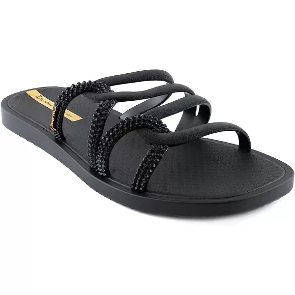 imageIpanema Womens Solar Slides  Comfortable and Stylish SlipOn Sandals Flip Flops for Women with Interlacing and Looping Woven StrapsBlack